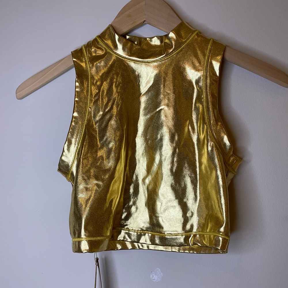 Skims gold metallic crop top and sarong mini skirt. New with tags. - Picture 4 of 9
